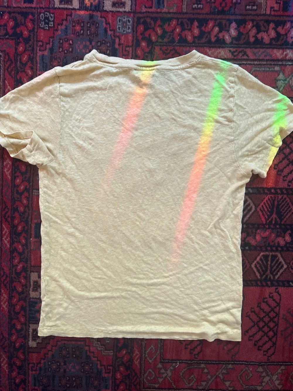 J. Crew Yellow 100% Linen Tee with Pink 'Made In The Shade' Applique